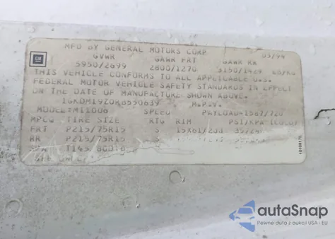 1994 GMC Safari Xt z USA, uszkodzony, nr VIN 1GKDM19Z0RB550639